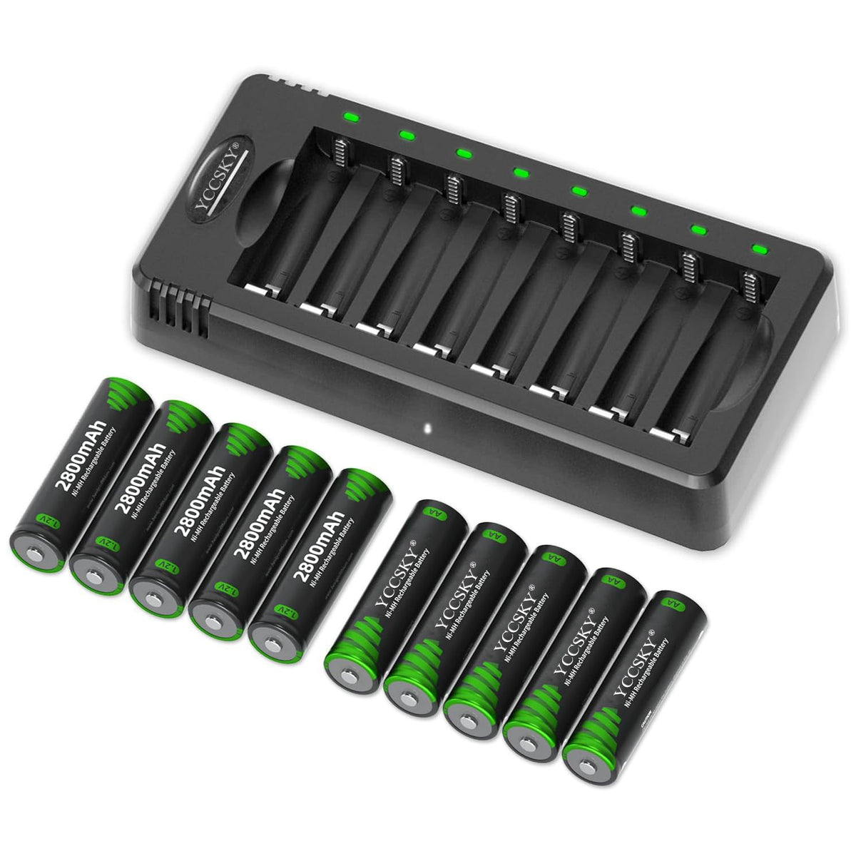 YCCSKY Rechargeable AA Batteries with Charger