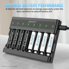 AUFETE 8-Bay AA AAA Battery Charger