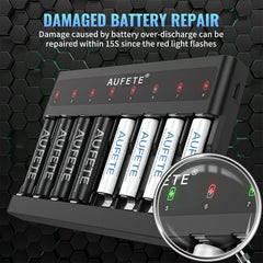 AUFETE 8-Bay AA AAA Battery Charger