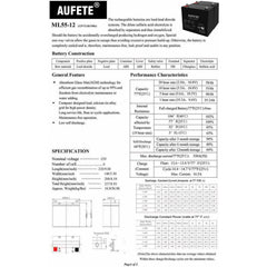 AUFETE Sealed Lead Acid AGM Battery