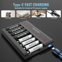 AUFETE 8-Bay AA AAA Battery Charger