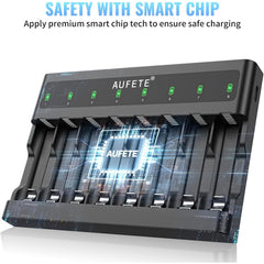 AUFETE 8-Bay AA AAA Battery Charger