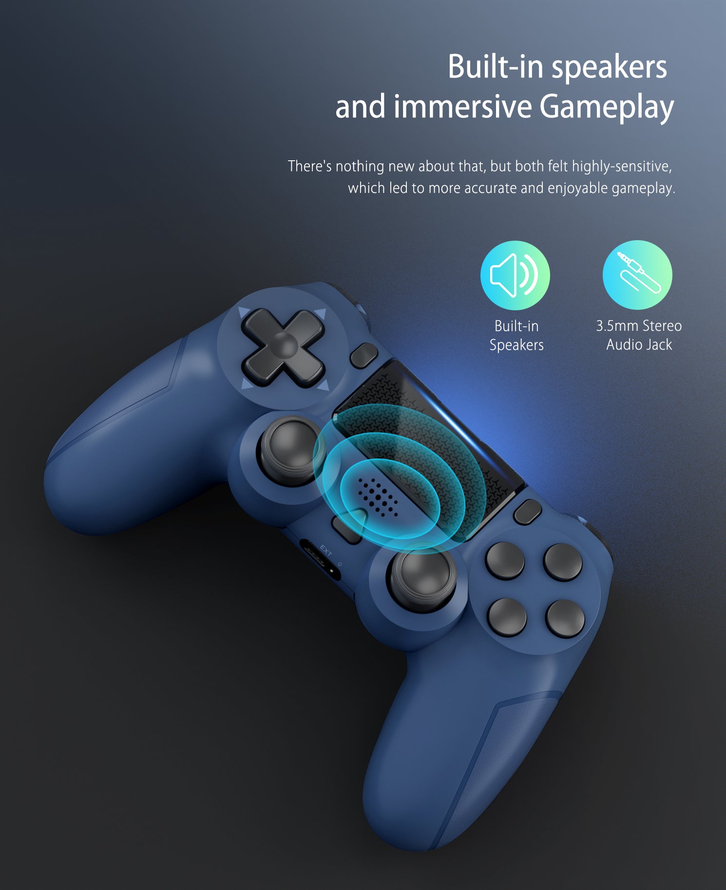 YCCTEAM Wireless Game Controller with Built-in 1000mAh Rechargeable Ba