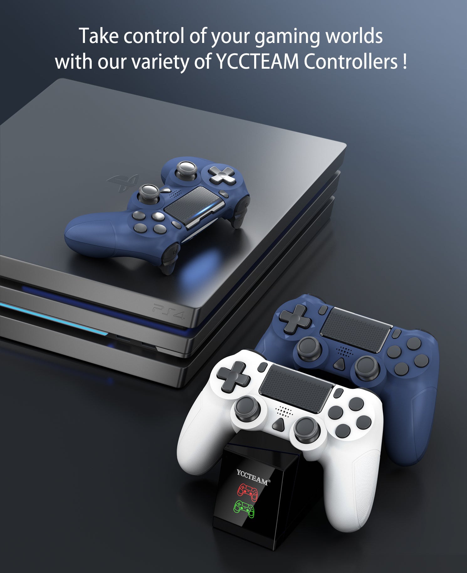YCCTEAM Wireless Game Controller with Built-in 1000mAh Rechargeable Ba