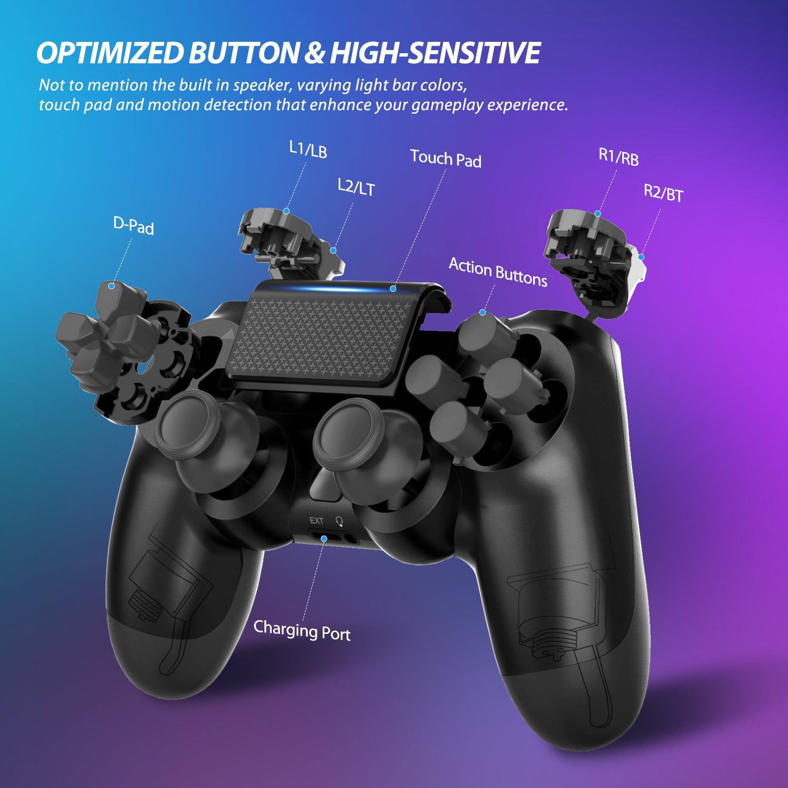 Hollow blanding Autonomi YCCTEAM Wireless Game Controller Compatible with PS-4/ Slim/Pro Consol